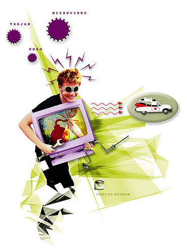 "Virus, la trousse de premiers secours" - Illustration, Magazine Epok